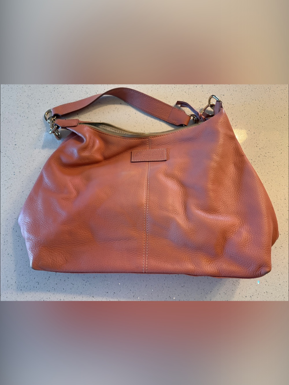 Dooney & Bourke Leather Shoulder Hobo in Rust